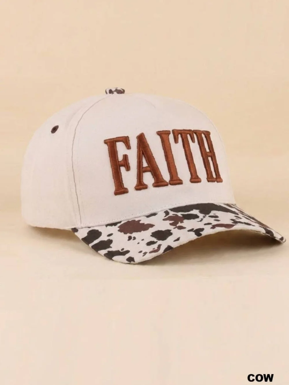 New! Faith Cow Print Embroidered Baseball Cap Snapback Hat